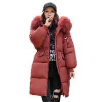 winter women down cotton jacket 2021 new korean fashion hooded belt slim temperament white gray plus size warm cotton coat gh364