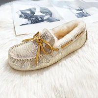 high quality 100 natural fur genuine leather women flat shoes new fashion women moccasins casual loafers plus size winter shoes