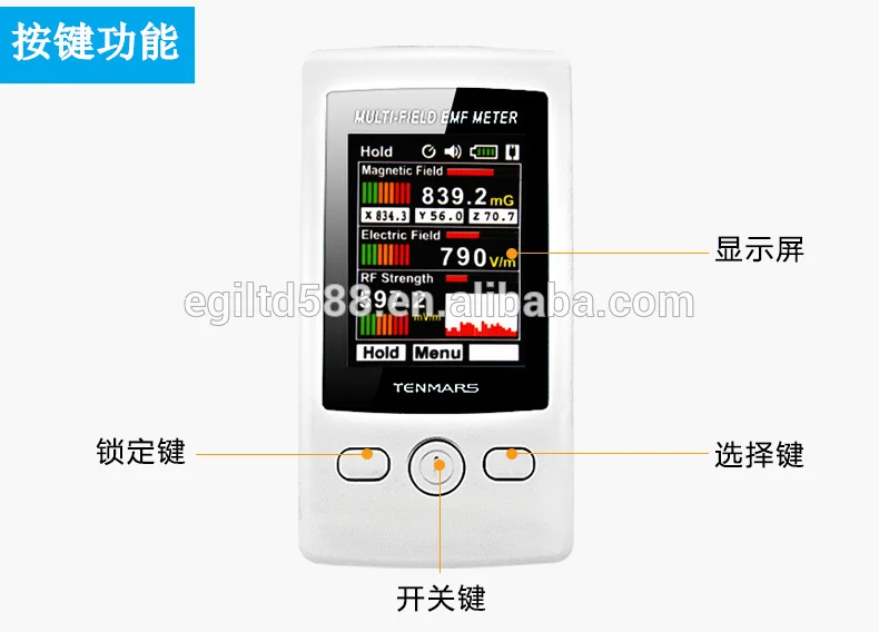 

TM-190 Gauss 3-axis Magnetic Electric RF Field Strength Digital Electromagnetic Radiation Detector EMF Meter