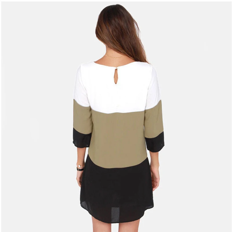 Женское короткое платье с разноцветным разрезом модные прямые Вечерние