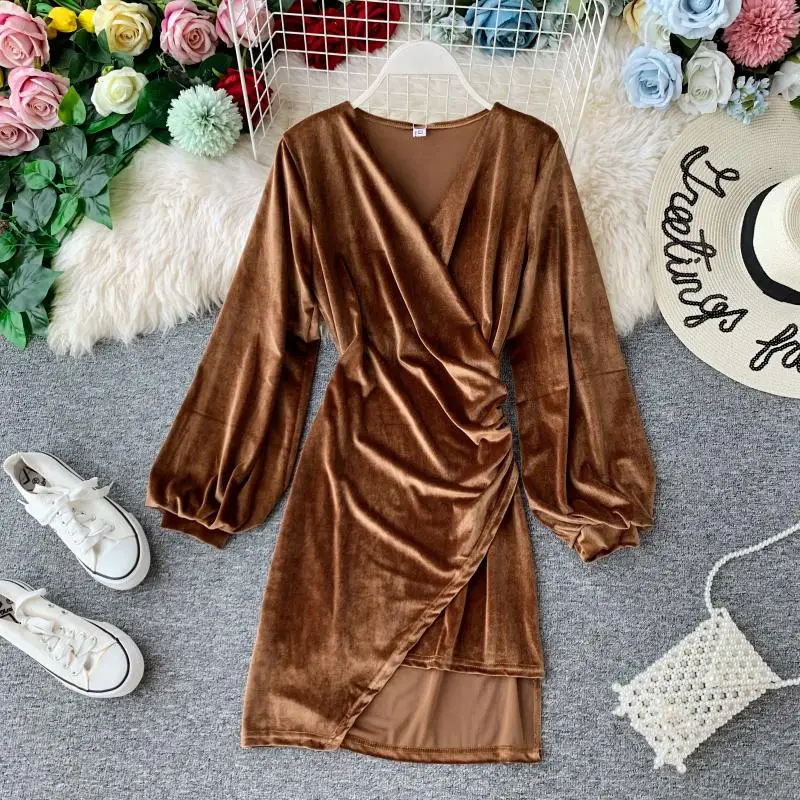 Gagarich женское платье осень зима сексуальное однотонное с длинными