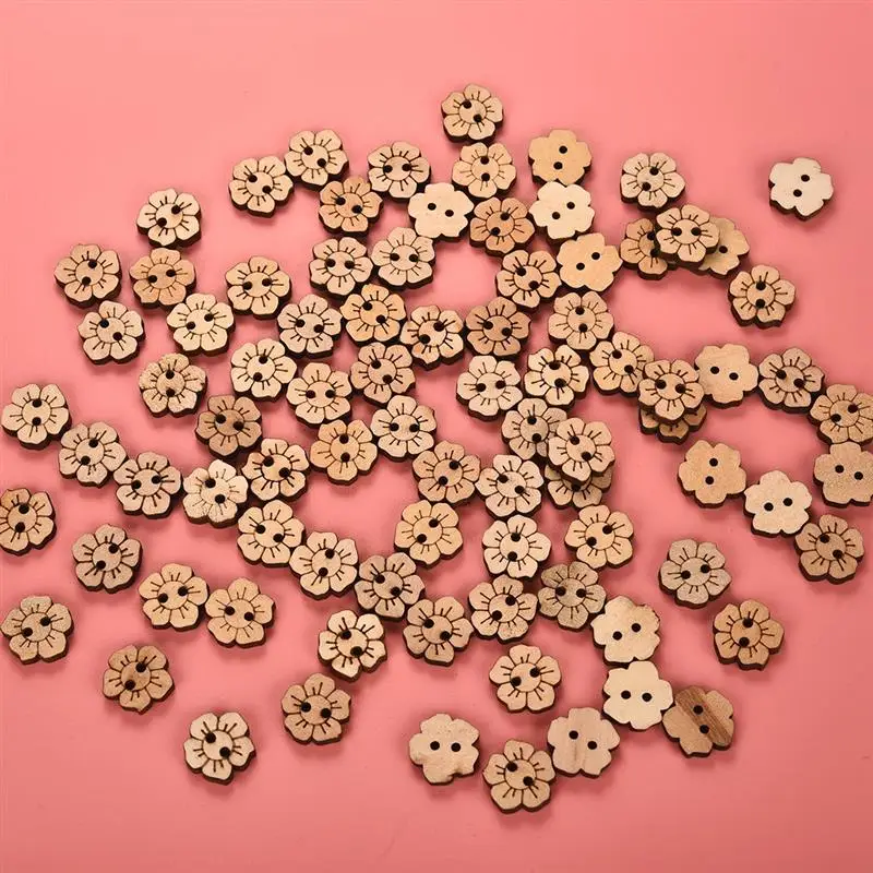 50 шт./лот деревянные пуговицы с цветком сливы для скрапбукинга шитья рукоделия 15