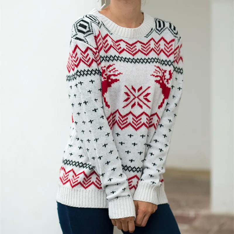 

Women Sweater 2020 Winter Christmas Sweater Casual Knitted Print Women Korean Sweaters