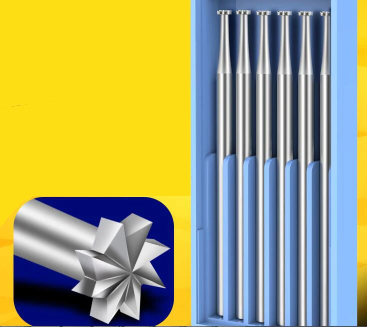 

6pcs Dental Burs Tungsten Steel Tungsten Carbide For High Speed Dental Handpiece Engraving Knife End Mill Woodworking Router