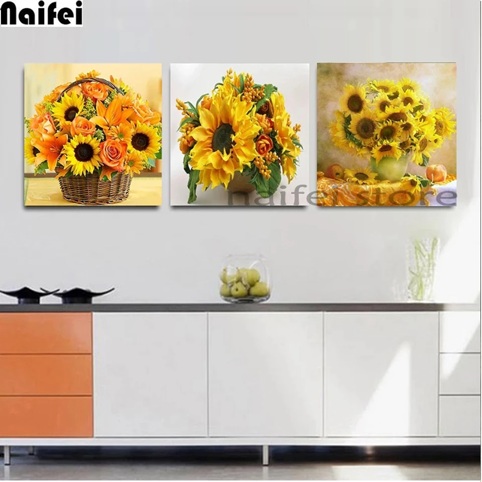 

5D DIY Diamond Painting Sunflower Full Square Round Diamond Embroidery Flower Cross Stitch Kit Rhinestones Mosaic Home Decor