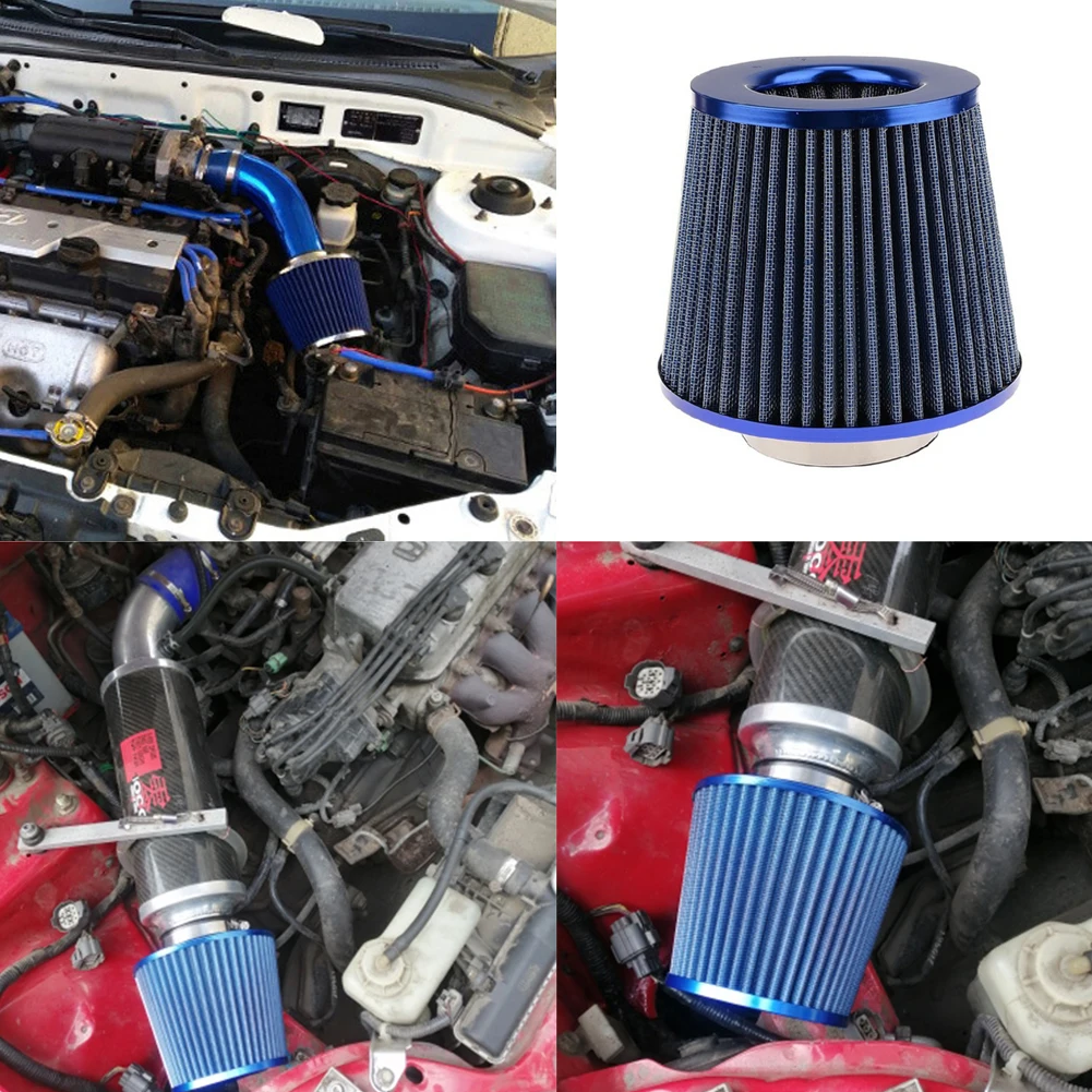 

Car Air Filter Cold Air Induction Kit High Flow Intake FilterIntake For Universal Car Parts 76mm Black/Blue/Red Reusable Filter