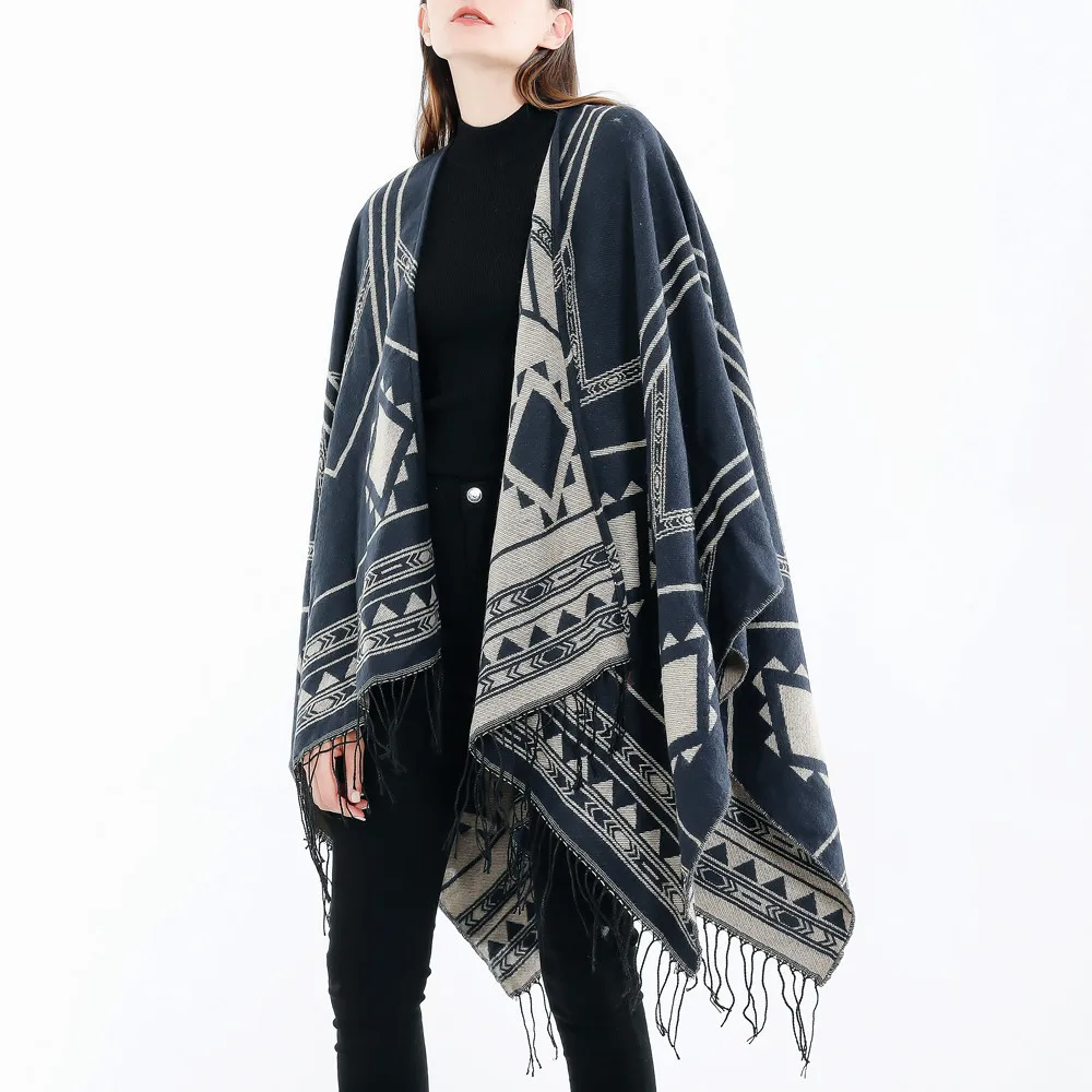 Осенний женский кардиган Свитера с кисточками шаль накидка одеяло куртка