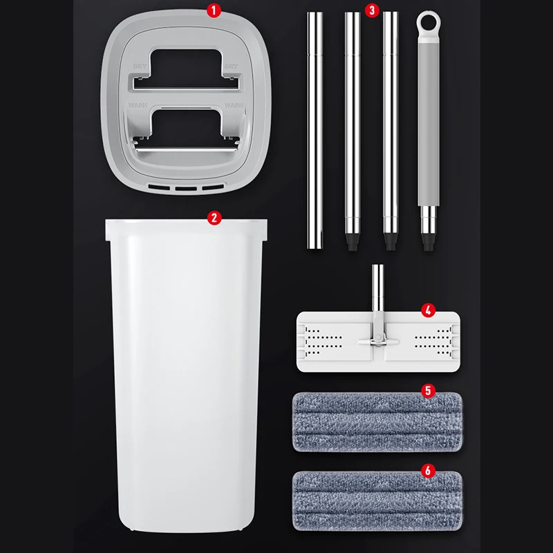 Плоская Швабра Cleanhome с ведром тряпка из микрофибры отжимом без рук для сухой и