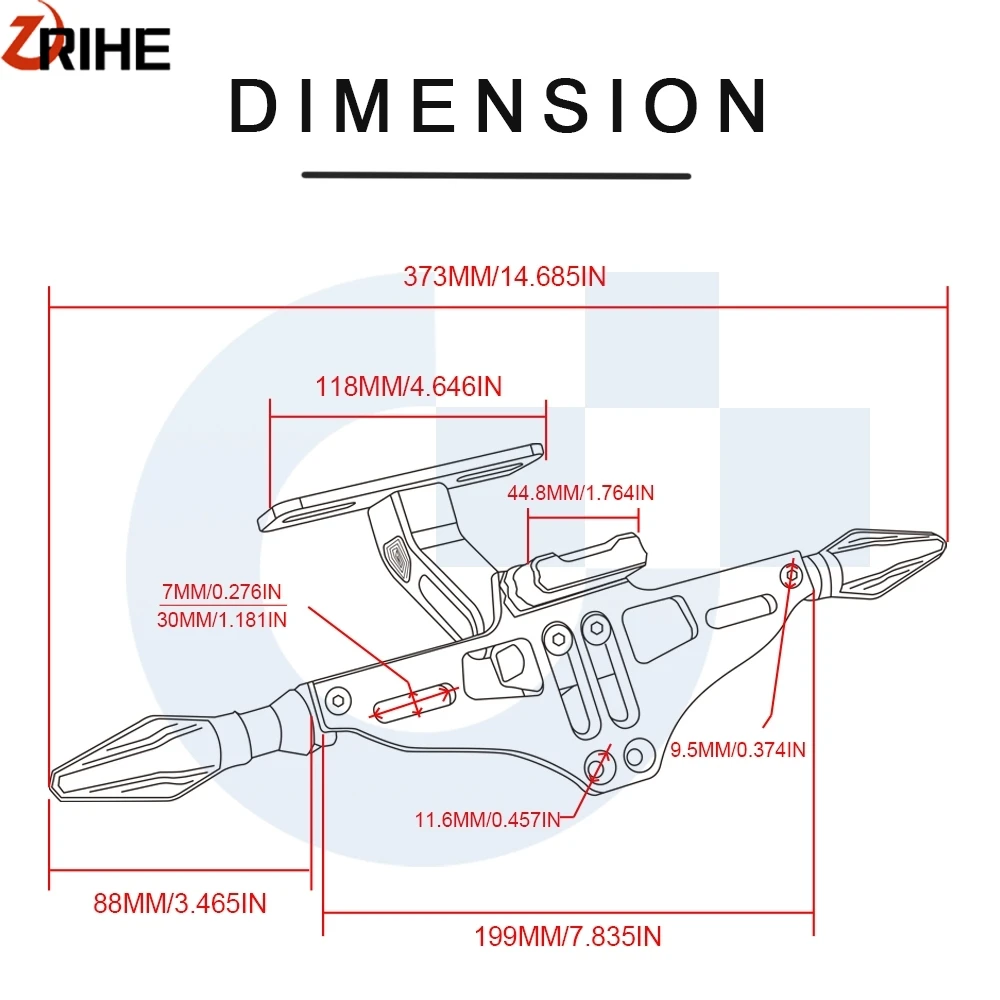 

Motorcycle CNC Rear License Plate Mount Holder with LED Light Bracket For Kawasaki Z750 Z 800 Yamaha Honda BMW Suzuki Ducati