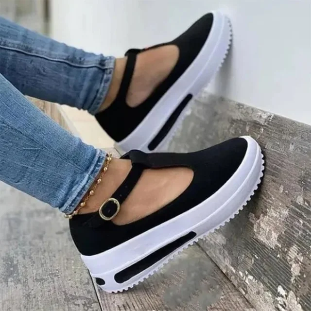 

Women Platform Sandals 2021 New Summer Buckle Strap Wedge Shoes Casual Solid Color Thick Bottom Flat Women Shoes Ladies Sandals