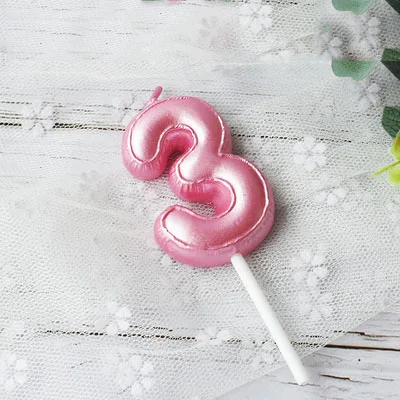 Pink3 1 шт День Рождения шар Свеча розовый синий Свеча День рождения торт украшение 0-9 Количество свечи Детские сувениры на день рождение вечерние Декор - Цвет: Pink3