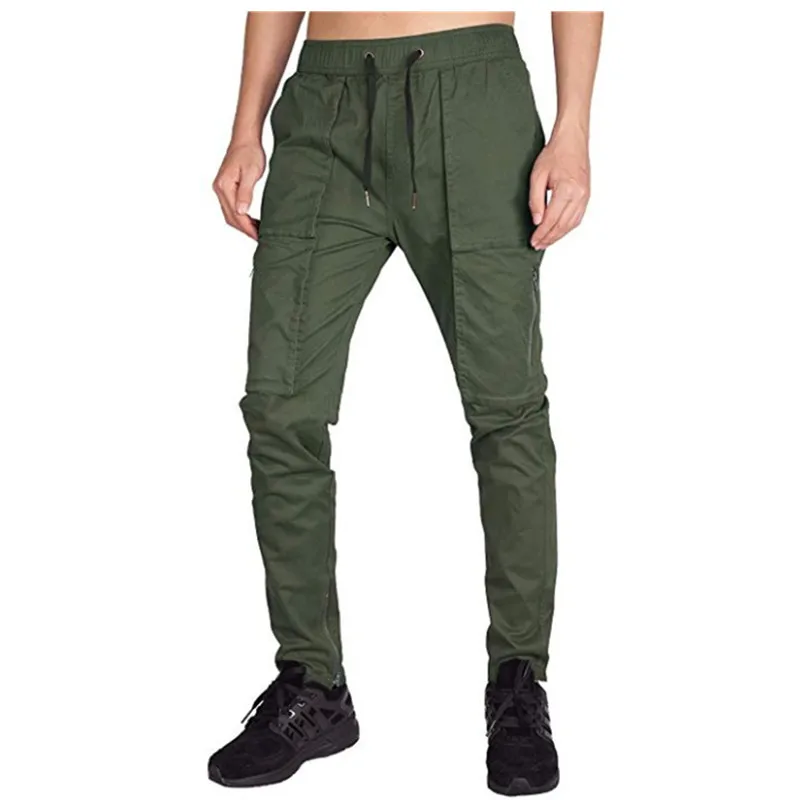 2019 прибытие брюки карго мужские карманы Твердые молнии джоггеры Homme повседневные