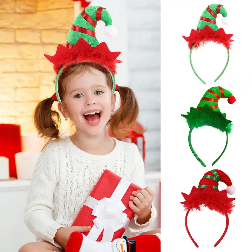 

1 шт. Рождественская повязка на голову, креативная Рождественская шляпа, повязка на голову с ворсом, повязка на голову, головной убор, рождес...