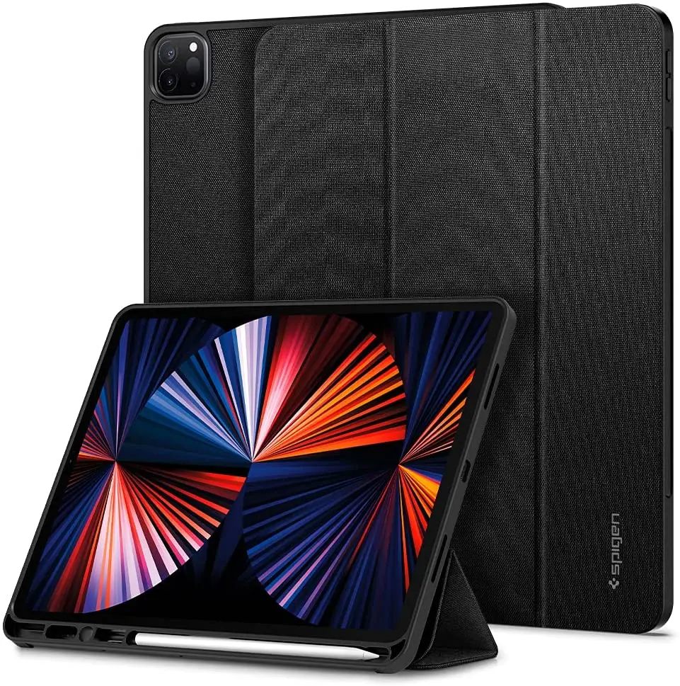 

Чехол SPIGEN Urban Fit, модель для Apple iPad Pro 12,9 2021 (5-е поколение), городской тканевый чехол с откидной крышкой и подставкой-черный