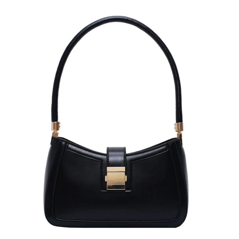 

Solid Color PU Leather Shoulder Bags For Women 2021 Lock Handbags Small Travel Hand Bag Lady Beautiful Fashion Bags