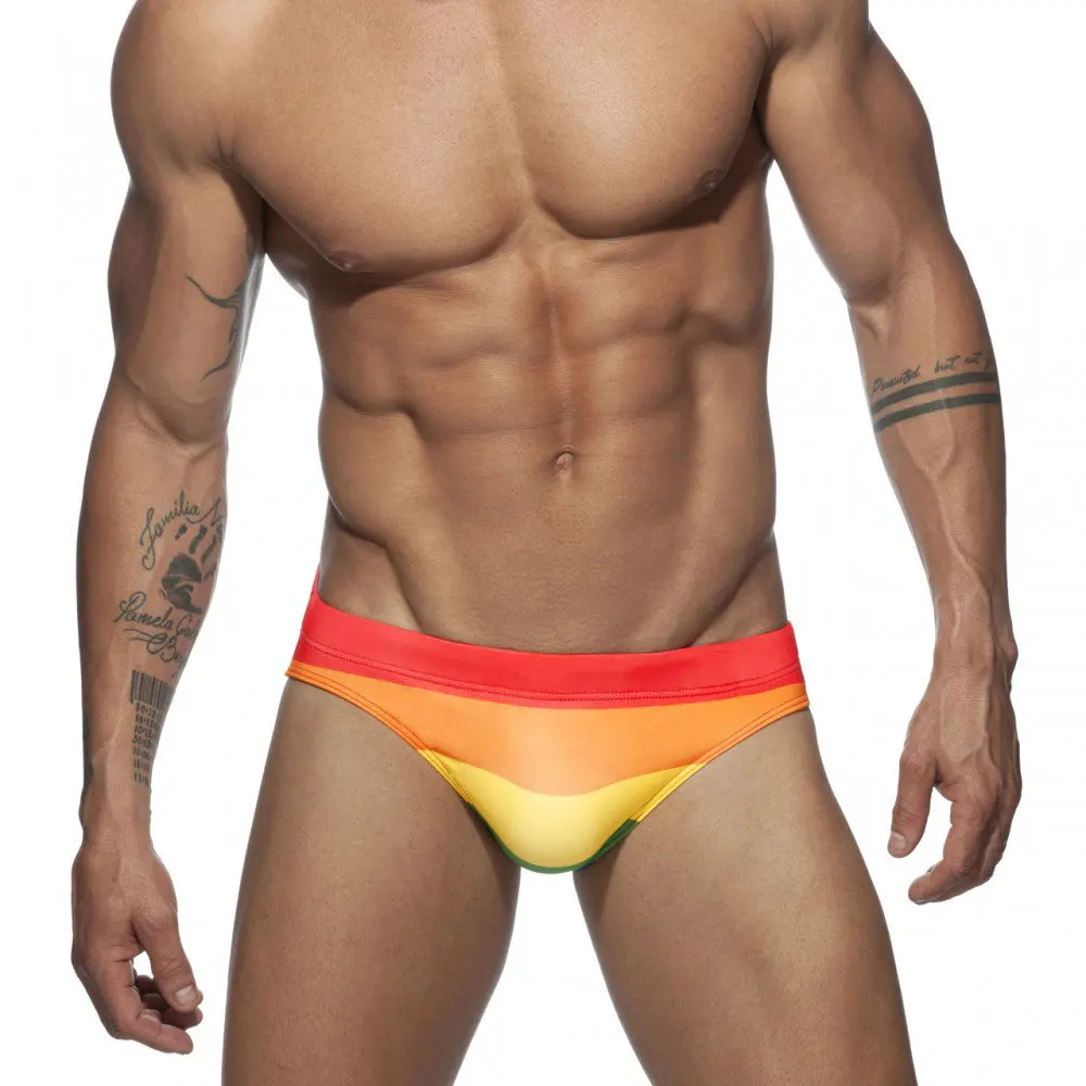 Swimwear Men Sexy Brief Rainbow Swim Trunks Gay Flag Bikini Swimsuits Beach Surf Shorts Underwear Bathing Suit Sports Panties