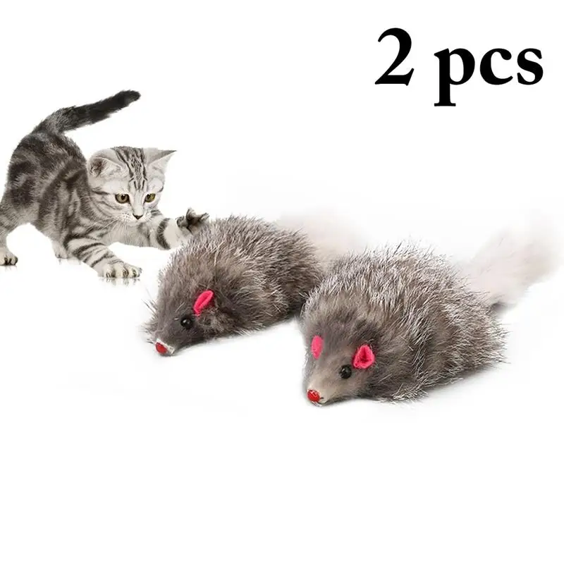 

2Pcs/Set Cat Toys Creative Furry Artificial Plush Mouse Shape Toy Mice Cat Interactive Toys Pet Supplies Cat Favors