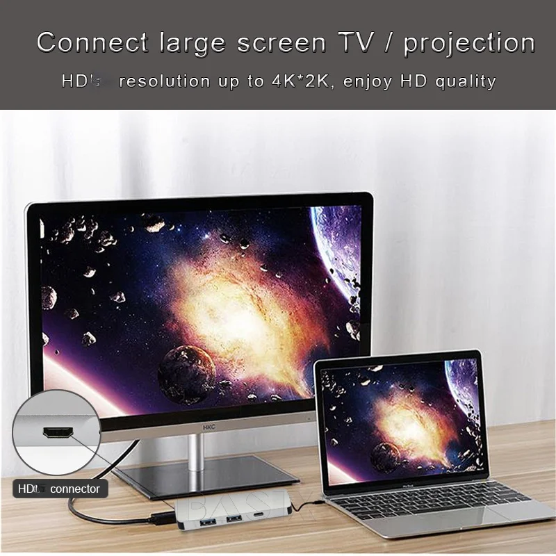Basix USB C концентратор к HDMI-совместимый адаптер Thunderbolt 3 для MacBook Samsung Galaxy S9 Huawei P20 Mate 20