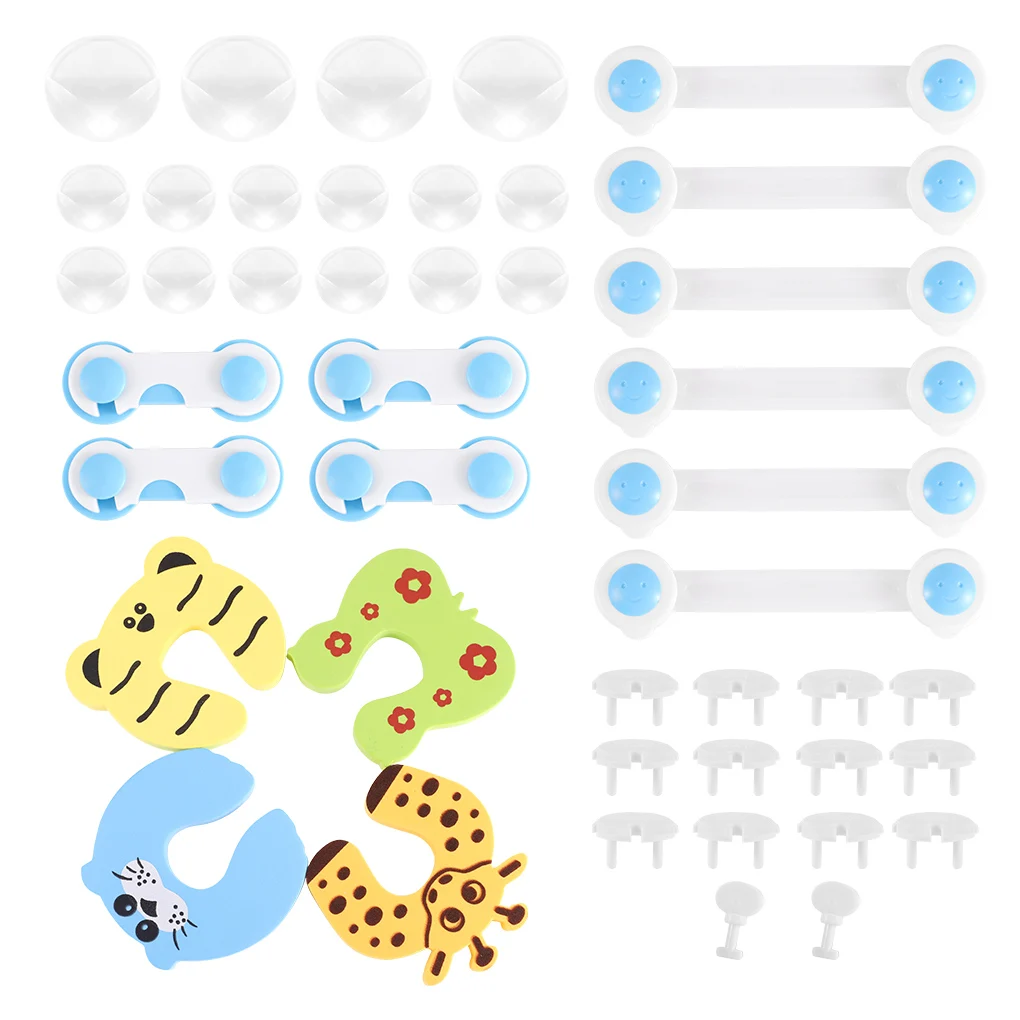 Juego de cerradura de seguridad para caj&oacute;n de beb&eacute;, Kit de cubierta de enchufe de alimentaci&oacute;n, Tope de puerta para ni&ntilde;os, juego de protecci&oacute;n, 44 Uds., nuevo de 2021-0