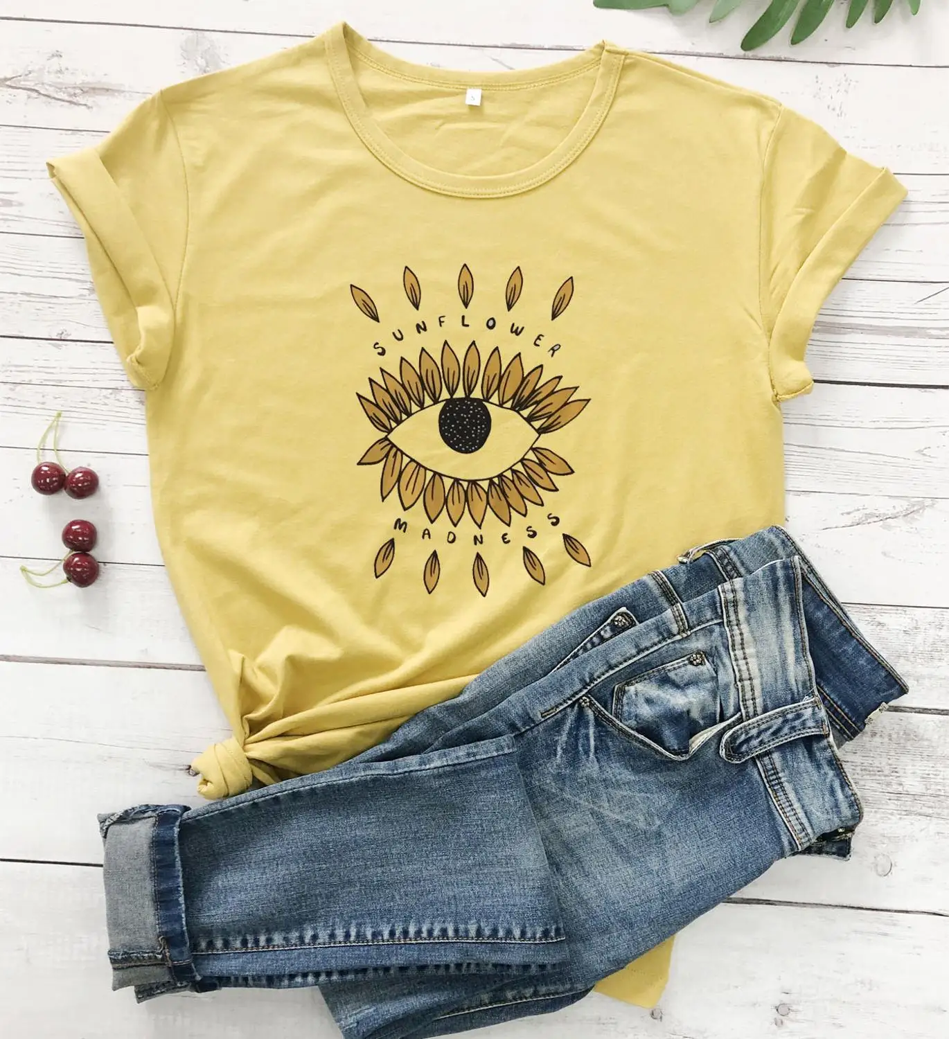 

sunflower madness eye pure cotton casual women fashion graphic t shirt young aesthetic tumblr camiseta tees girl gift quote tops