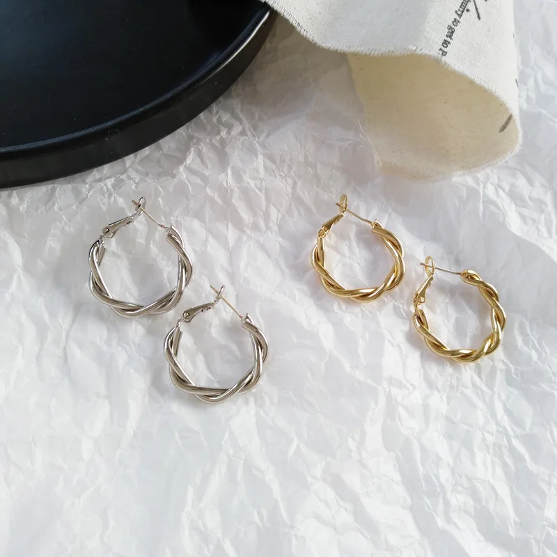 Серьги кольца Twist для женщин роскошные ювелирные изделия|Серьги-кольца| |