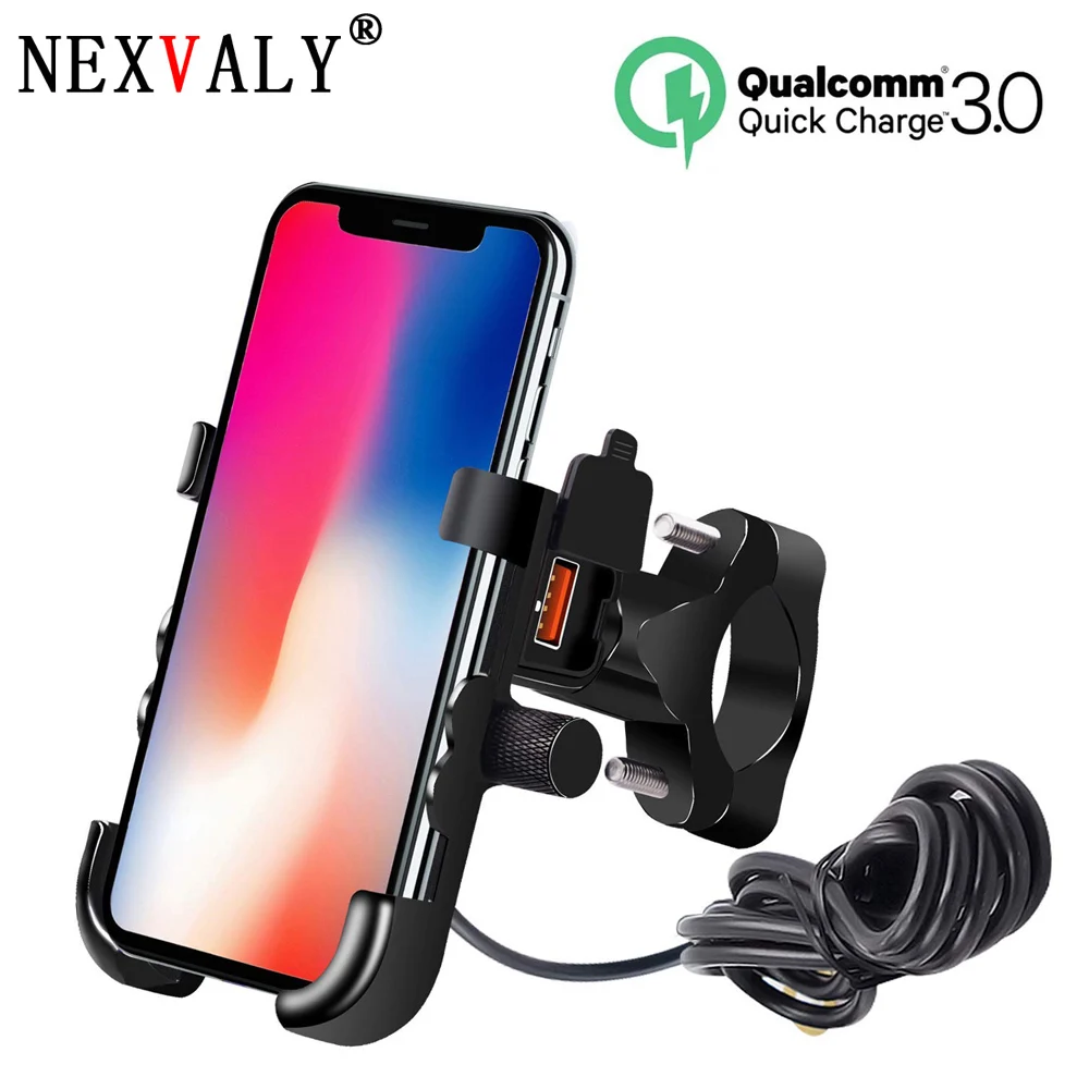 

Держатель для телефона NEXVALY, USB зарядное устройство для мотоцикла, Quick Charge 3,0, кронштейн на руль, USB адаптер для телефона, крепление для телефон...