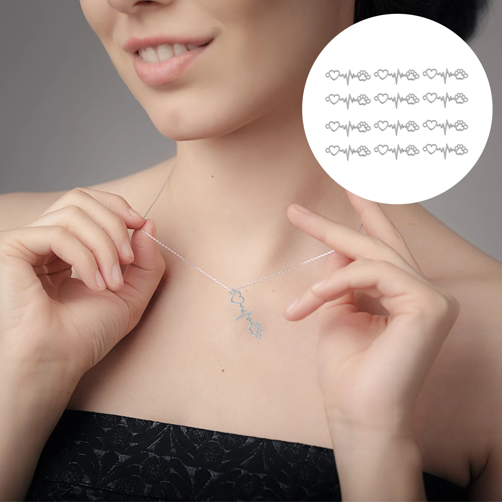 

100pcs Creative Pendants Earring Materials Hollow Heart Shape Charms for DIY