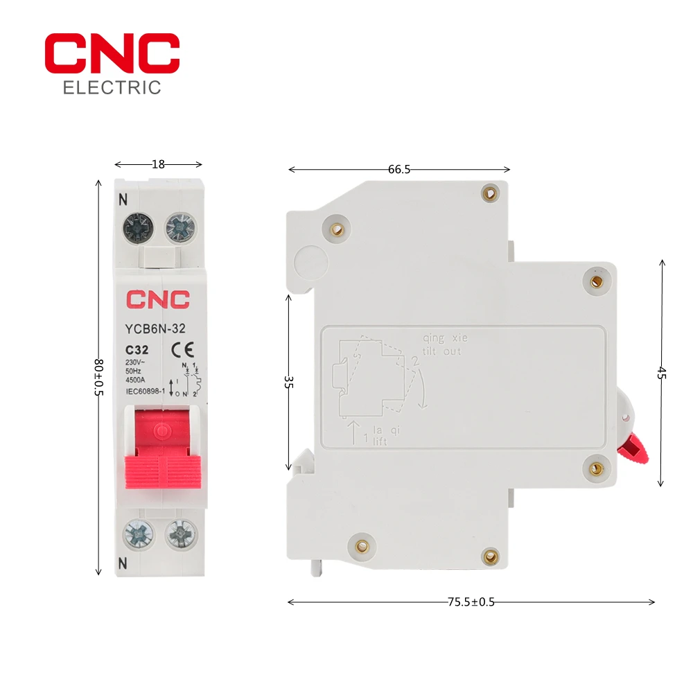 Автоматический выключатель CNC YCB6N-32 1P + N миниатюрный автоматический MCB