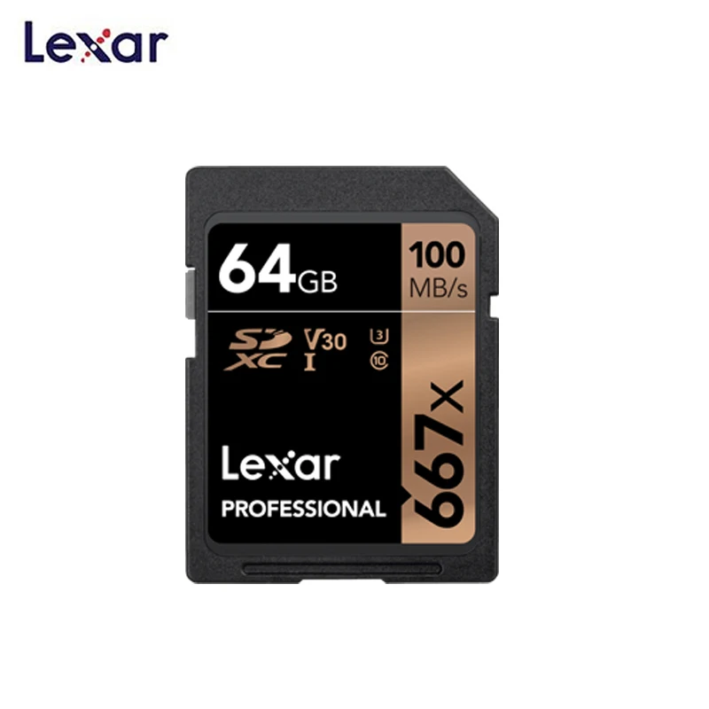 64GB Lexar,, профессиональная sd-карта 667x, 64 ГБ, карта памяти, 128 ГБ, SDXC, 256g, UHS-I, для камеры 4 K, флеш-карта - Емкость: 64GB