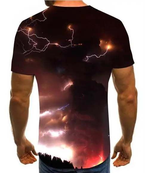 

2020 New 3d T -Shirt Lightning Print Men 'S Summer Fashion Handsome T -Shirt Leisure Brand Cotton Men 'S Clothing S -6xl