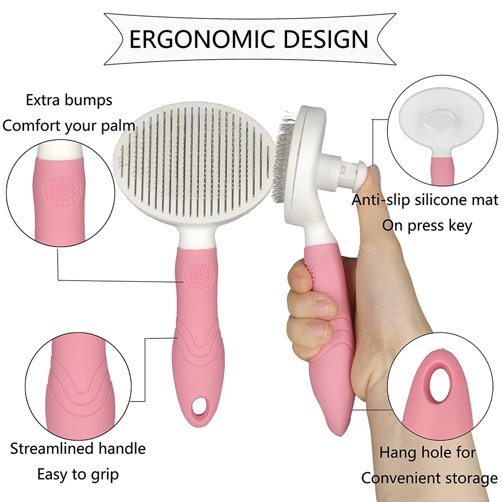 

Self Cleaning Slicker Brush for Dogs and Cats, Pet Grooming Hair Brush with Pin,Improve Blood Circulation and Massage