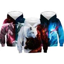 3D WOLF Boys Sweatshirt Hoodies Teens Spring Autumn Hooded Coat For Boys Kids Clothes Children Long Sleeve Pullover Tops