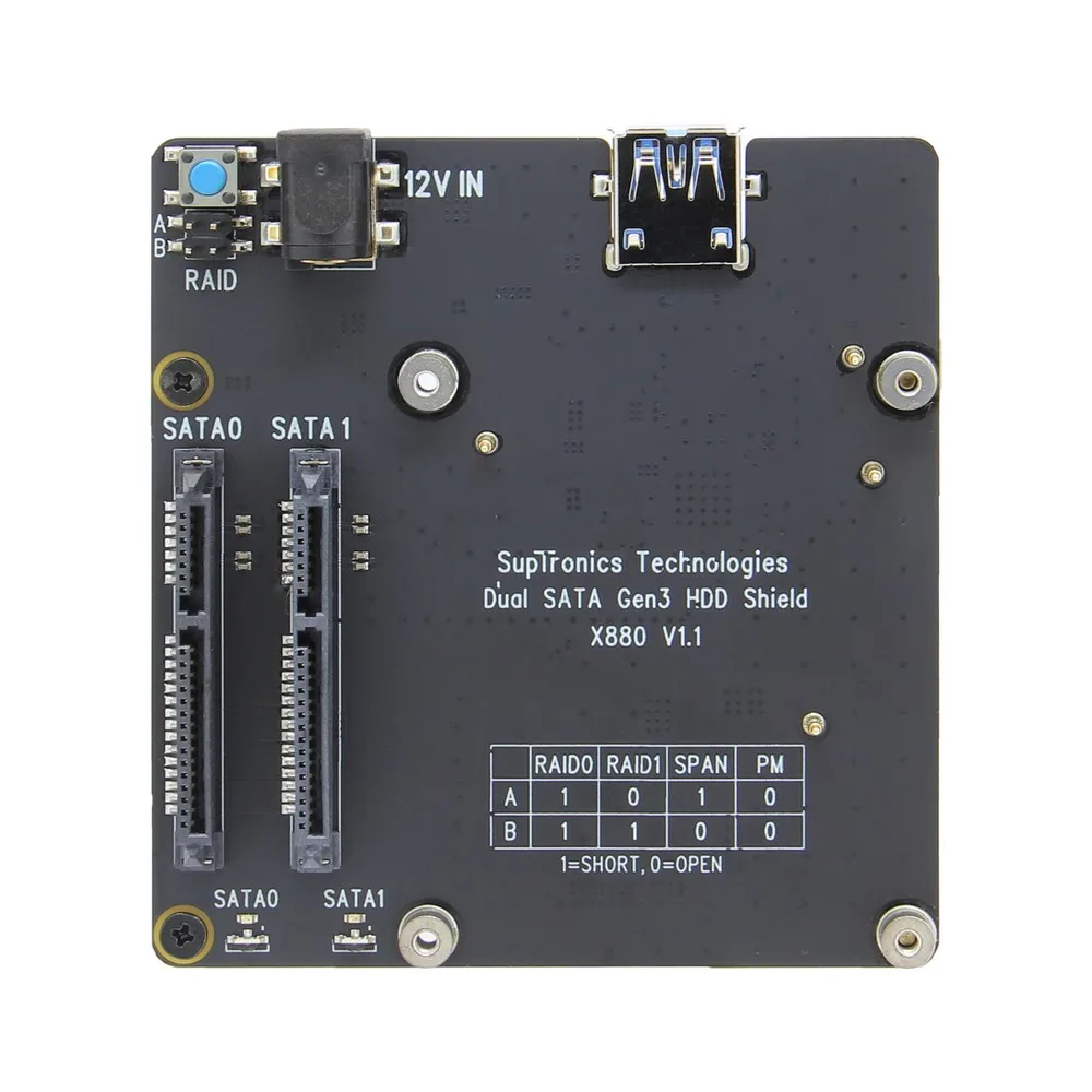Плата расширения для Raspberry Pi 4 model B X880 двойная плата SATA Gen3 HDD 2 5/3 5 дюйма HDD/SSD |