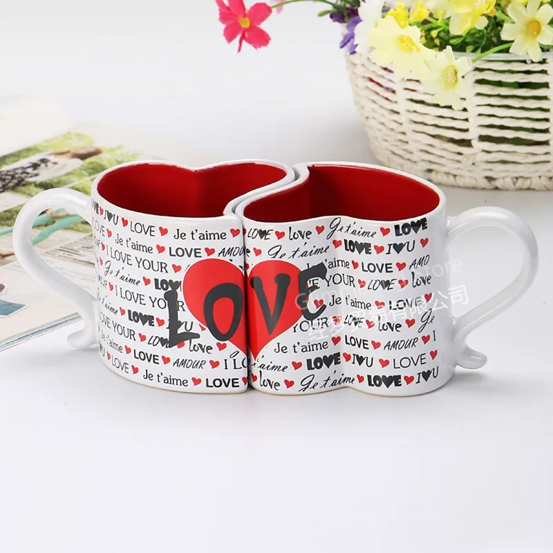 Скандинавские 2 шт./компл. 300 мл креативные керамические парные чашки любовь в