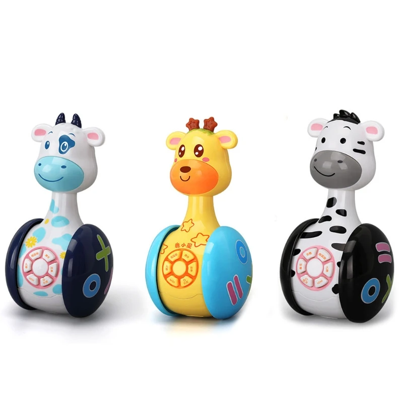 

1Pc Interactive Learning Development Tumbler Toy, Cow /Zebra/ Giraffe Puzzle Rattle Sliding Tumbler Toy for Toddlers