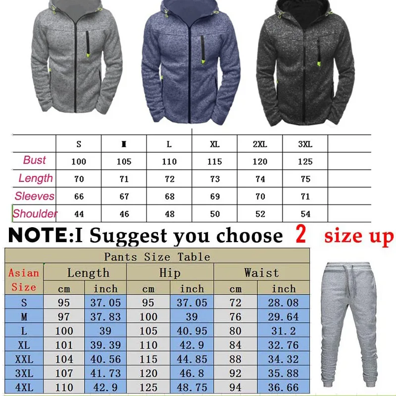 

Casual Men Sets Tracksuit Zipper Hooded Hoodies Sweatshirt Outfit Sportswear Two Piece Set Men Clothing Male Suit Ropa Hombre