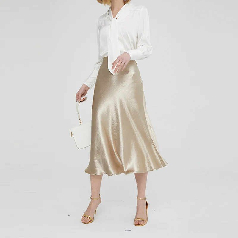 Женская летняя атласная длинная Макси юбка миди простая блестящая модная