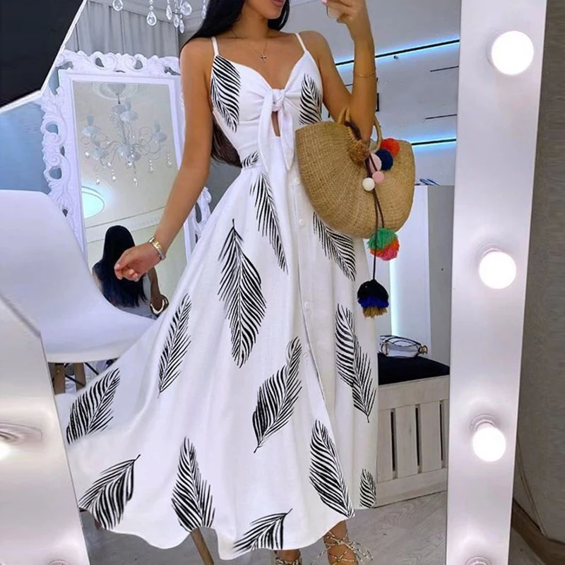 

Платье женское длинное с высокой талией, V-образным вырезом и открытой спиной