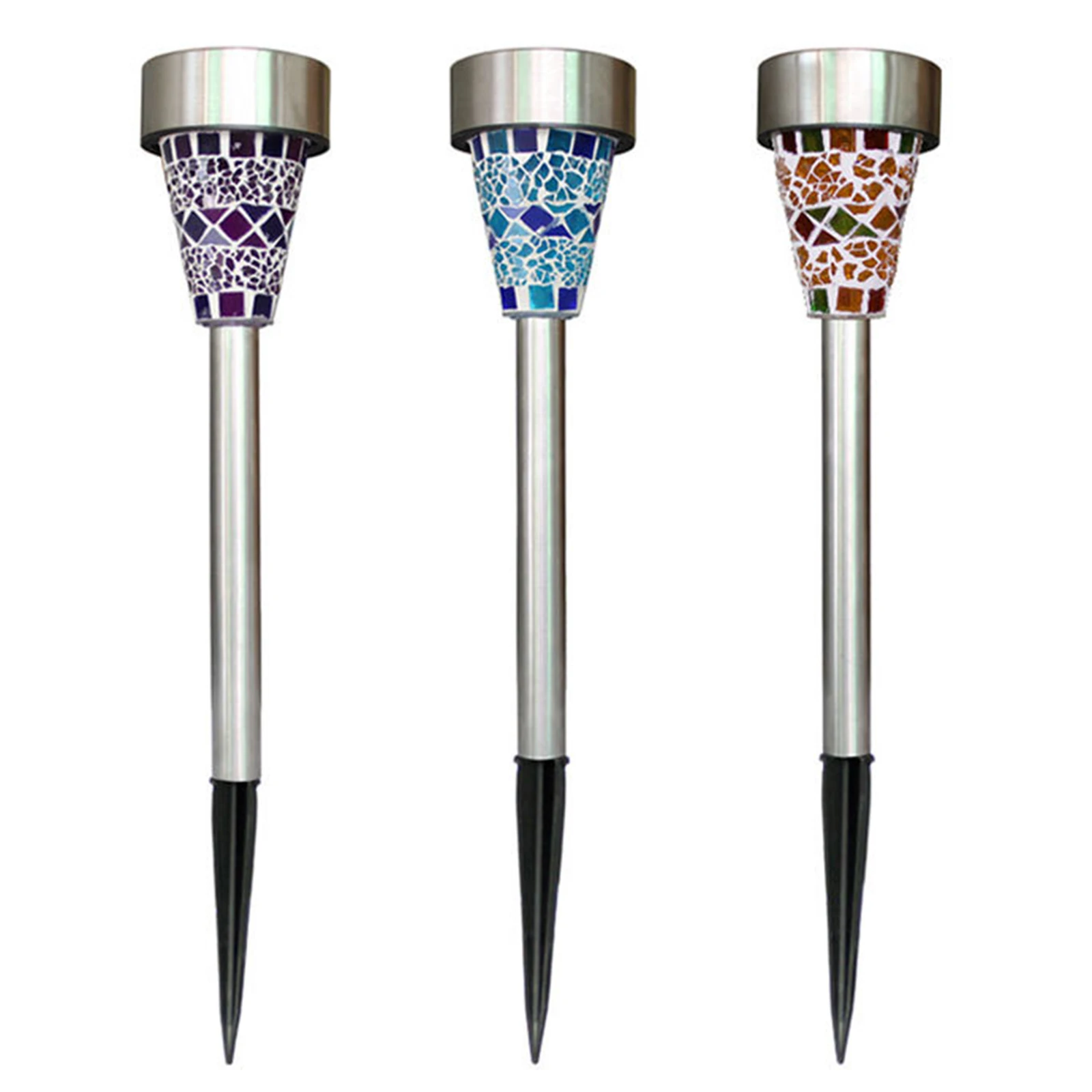 

3pcs Solar Powered Light Waterproof Mosaic LED Outdoors Garden Light for Pathway Walkway Driveway Garden Lawn Lamps