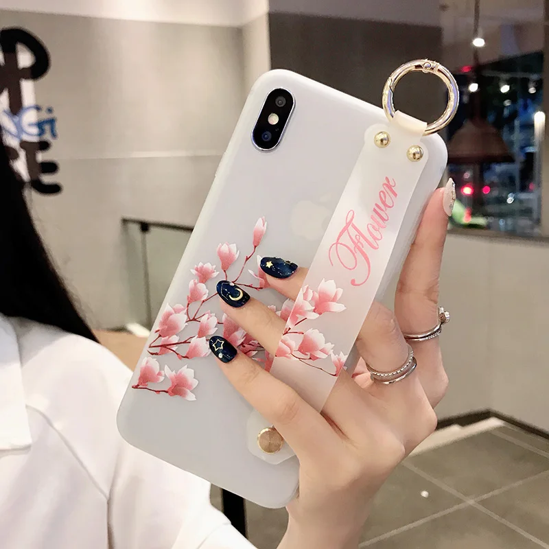 3D цветок чехол для телефона браслет задняя крышка для samsung Galaxy A40 A30 A50 A60 A70 Etui для samsung A10 M20 мягкий держатель TPU чехол
