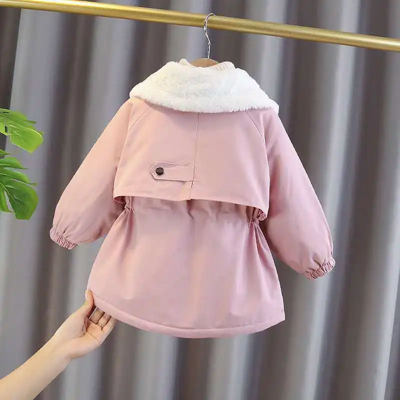 

Winter New Children's Warm Cotton Jackets Girls Fashion Clothes Kids Plus Velvet Padded Clothes Fur Collar Clothing Outerwears