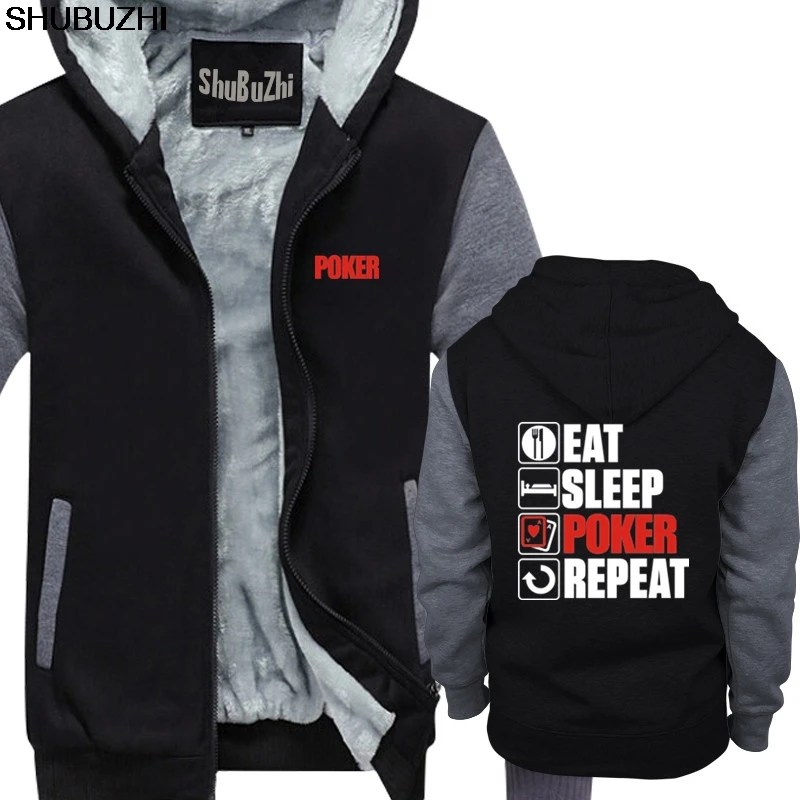 Сшитые толстые толстовки с капюшоном надписью Eat Sleep Poker игры Vegas подарок на день