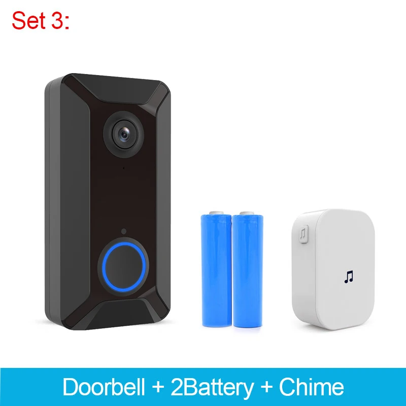 set3 Умная WiFi видеокамера на дверной звонок v6 визуальный домофон с облачным хранением ночного видения IP дверной звонок беспроводной домашней камеры безопасности - Цвет: set3