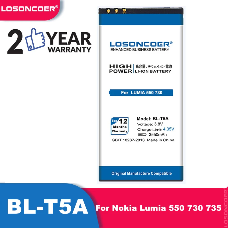 LOSONCOER 3550 мА/ч BL T5A батарея Замена литий ионный аккумулятор для Nokia Microsoft Lumia 550 730 735 738