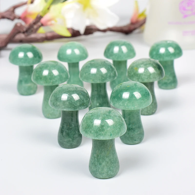 

Jade Mini Mushroom Statue Natural Aventurine Carved Decor Quartz Hand Polished Healing Stone Reiki Trinket Gift Room Ornament