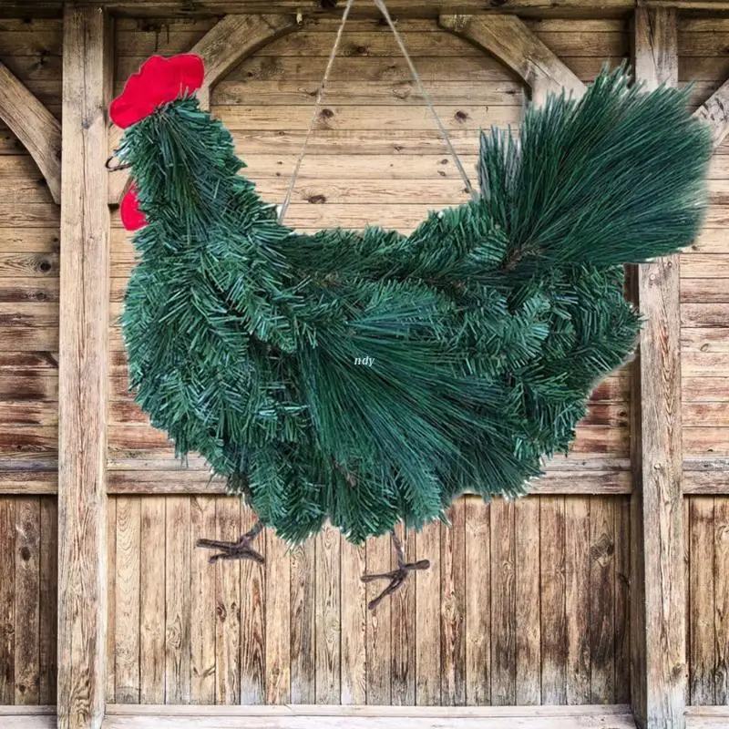 

Christmas Cute Rooster Wreath-Artificial Large Wreaths for Wedding Centerpiece and Christmas Holiday Table Decoration