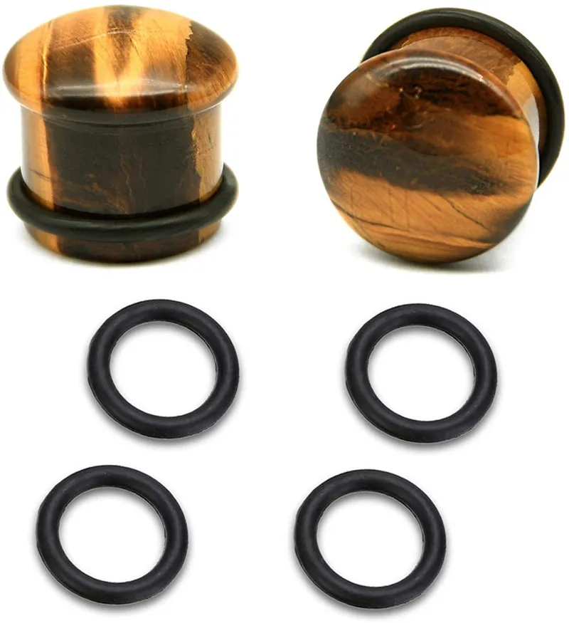 Тигриный глаз натуральные серьги из органического камня пробки туннели от 2 г до