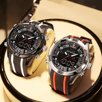 Mens Watches Silicone Strap Waterproof Watch For Men FOXBOX Top Brand Luxury Dual Display Quartz Alarm Clock Relogio Masculino Other Image