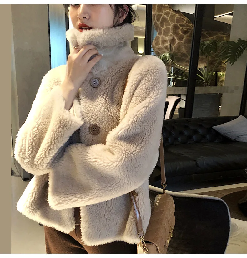 Real Fur Coat Women Sheep Shearing Winter Coat Women Clothes Korean Jacket Manteau Femme BL-1109 YY1065