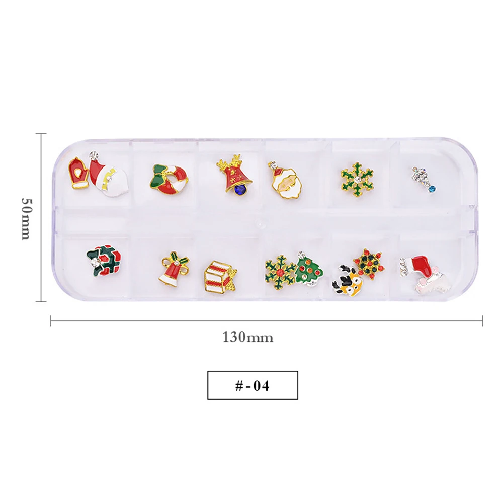 Manicure Christmas Nail Stickers Turntable Snowman Santa Gift 12 Pack Alloy Rhinestones Decorate Your | Красота и здоровье
